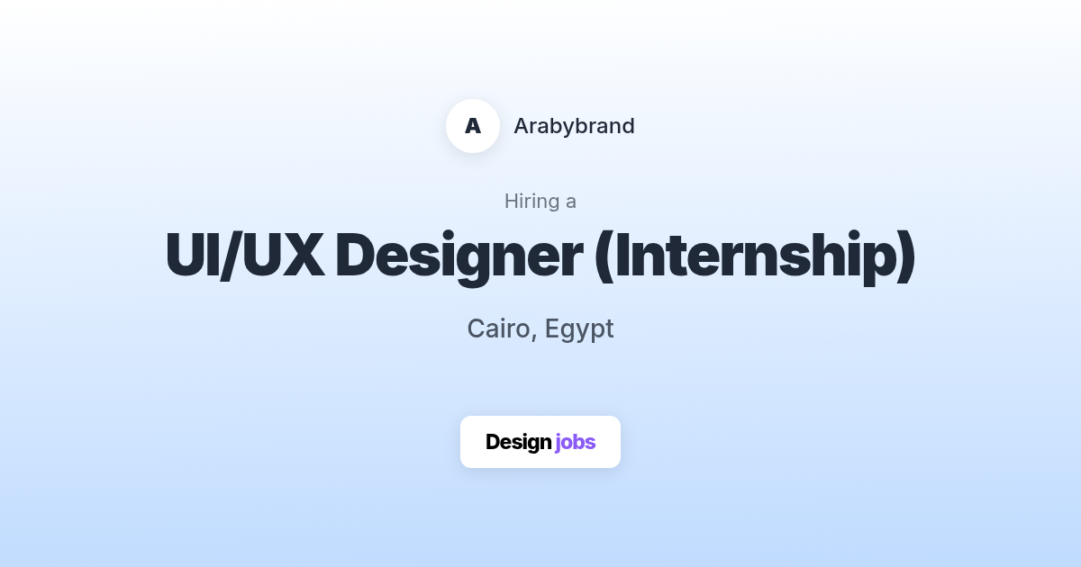 UI/UX Designer (Internship) @ Arabybrand